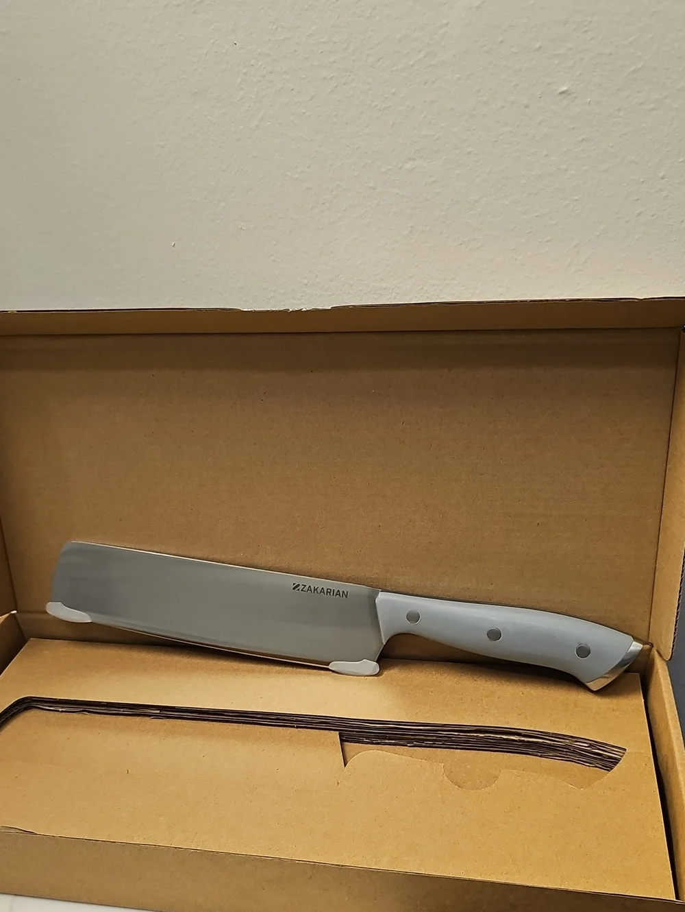 Zakarian by Dash 7" Full Tang Nakiri Knife - Cool Grey. New In Original Box. - Picture 2 of 8